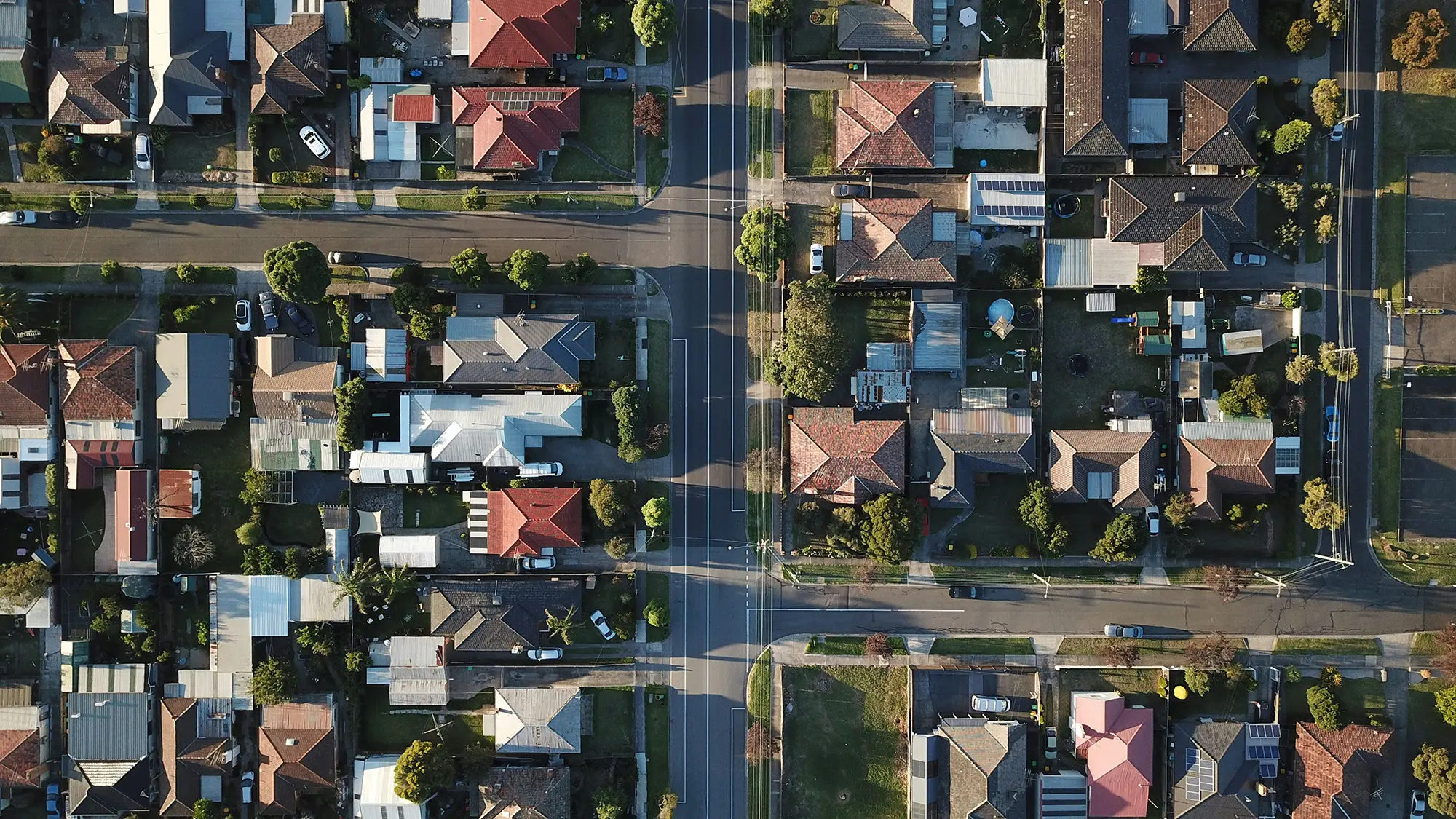 Aerial view of residential neighbourhood